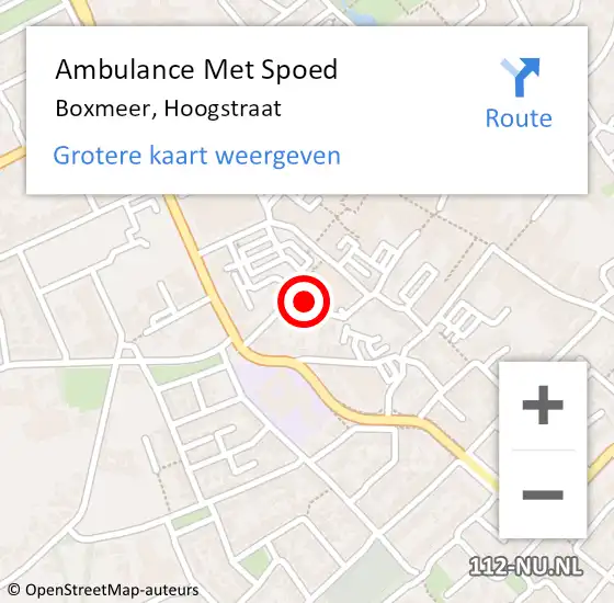 Locatie op kaart van de 112 melding: Ambulance Met Spoed Naar Boxmeer, Hoogstraat op 5 december 2018 05:23