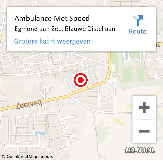 Locatie op kaart van de 112 melding: Ambulance Met Spoed Naar Egmond aan Zee, Blauwe Distellaan op 5 december 2018 06:45