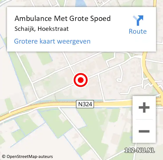 Locatie op kaart van de 112 melding: Ambulance Met Grote Spoed Naar Schaijk, Hoekstraat op 5 december 2018 07:32