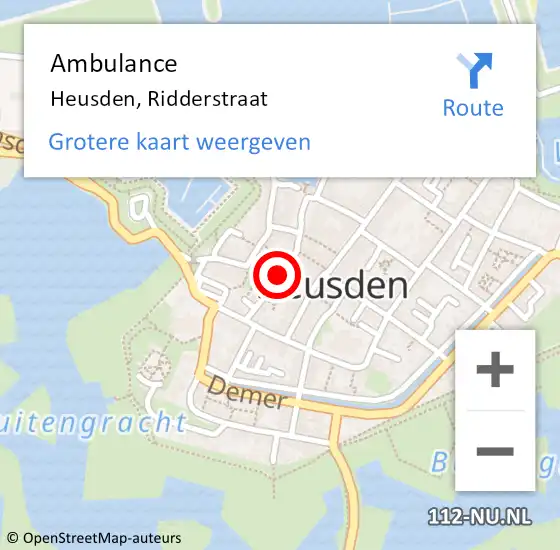 Locatie op kaart van de 112 melding: Ambulance Heusden, Ridderstraat op 5 december 2018 07:40