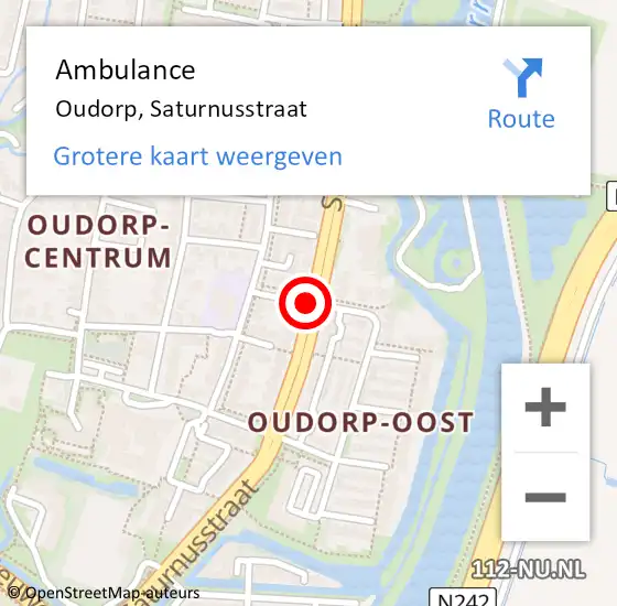 Locatie op kaart van de 112 melding: Ambulance Oudorp, Saturnusstraat op 5 december 2018 07:58