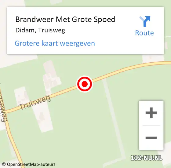 Locatie op kaart van de 112 melding: Brandweer Met Grote Spoed Naar Didam, Truisweg op 5 december 2018 08:26