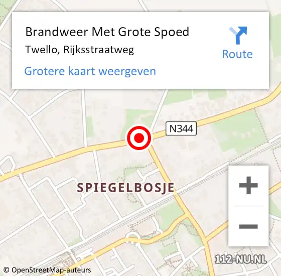 Locatie op kaart van de 112 melding: Brandweer Met Grote Spoed Naar Twello, Rijksstraatweg op 5 december 2018 08:43