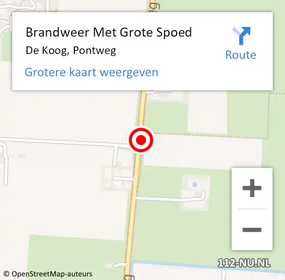 Locatie op kaart van de 112 melding: Brandweer Met Grote Spoed Naar De Koog, Pontweg op 5 december 2018 09:00