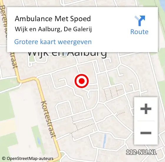 Locatie op kaart van de 112 melding: Ambulance Met Spoed Naar Wijk en Aalburg, De Galerij op 5 december 2018 09:31