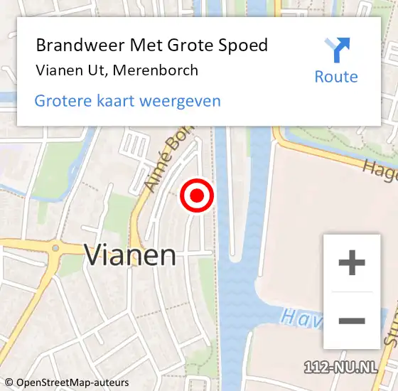 Locatie op kaart van de 112 melding: Brandweer Met Grote Spoed Naar Vianen Ut, Merenborch op 5 december 2018 11:02