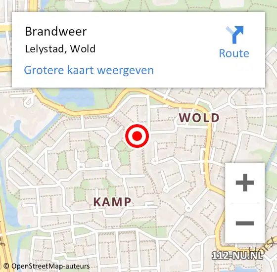 Locatie op kaart van de 112 melding: Brandweer Lelystad, Wold op 5 december 2018 11:49