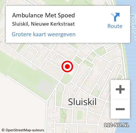 Locatie op kaart van de 112 melding: Ambulance Met Spoed Naar Sluiskil, Nieuwe Kerkstraat op 5 december 2018 11:59