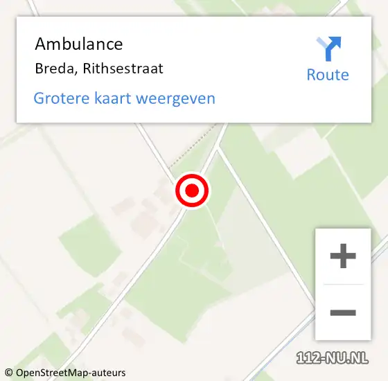 Locatie op kaart van de 112 melding: Ambulance Breda, Rithsestraat op 5 december 2018 12:18