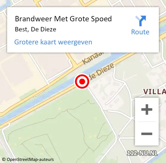 Locatie op kaart van de 112 melding: Brandweer Met Grote Spoed Naar Best, De Dieze op 5 december 2018 12:23