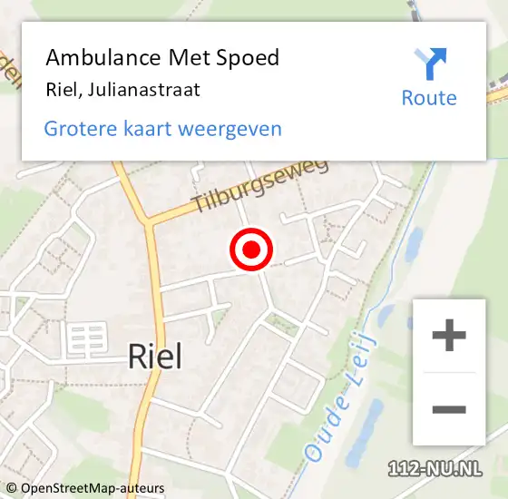 Locatie op kaart van de 112 melding: Ambulance Met Spoed Naar Riel, Julianastraat op 5 december 2018 12:52