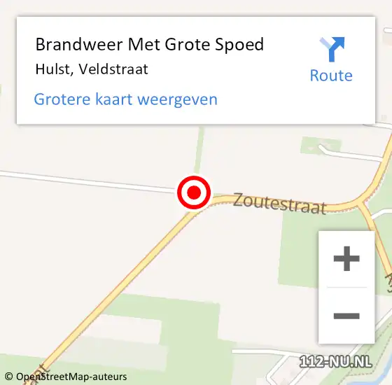 Locatie op kaart van de 112 melding: Brandweer Met Grote Spoed Naar Hulst, Veldstraat op 5 december 2018 13:56