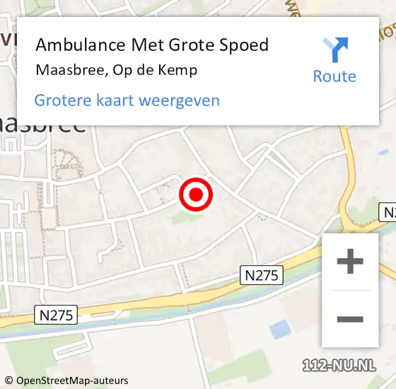 Locatie op kaart van de 112 melding: Ambulance Met Grote Spoed Naar Maasbree, Op de Kemp op 16 maart 2014 19:53