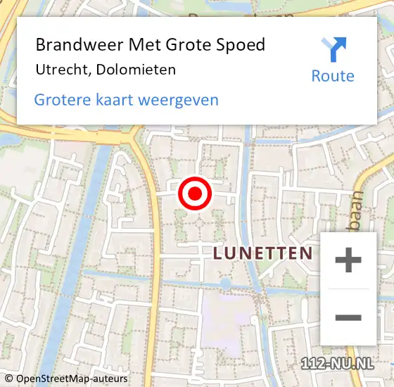 Locatie op kaart van de 112 melding: Brandweer Met Grote Spoed Naar Utrecht, Dolomieten op 5 december 2018 15:07