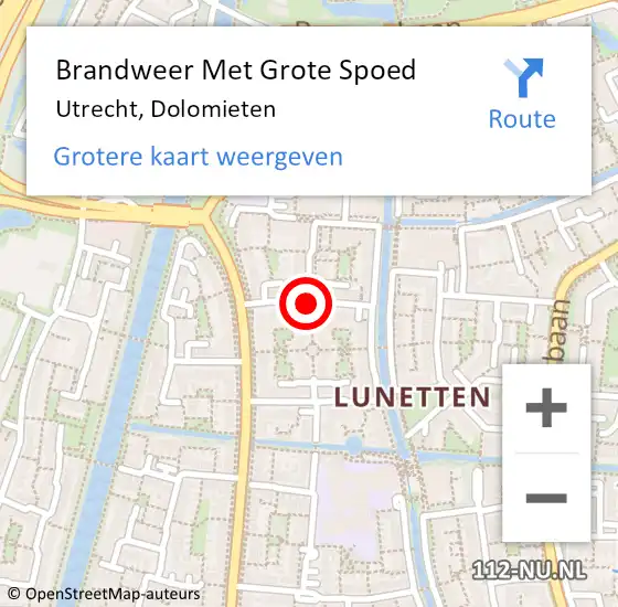 Locatie op kaart van de 112 melding: Brandweer Met Grote Spoed Naar Utrecht, Dolomieten op 5 december 2018 15:09