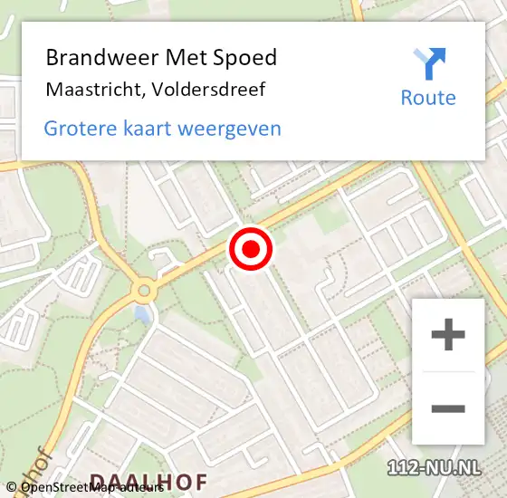 Locatie op kaart van de 112 melding: Brandweer Met Spoed Naar Maastricht, Voldersdreef op 5 december 2018 15:12