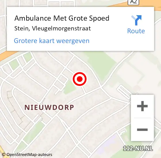 Locatie op kaart van de 112 melding: Ambulance Met Grote Spoed Naar Stein, Vleugelmorgenstraat op 16 maart 2014 19:56
