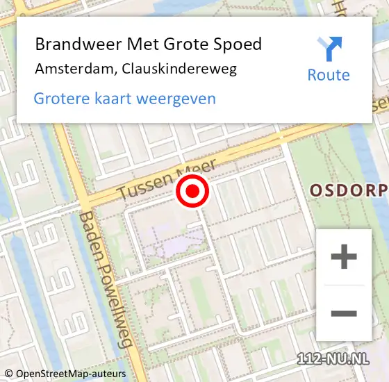 Locatie op kaart van de 112 melding: Brandweer Met Grote Spoed Naar Amsterdam, Clauskindereweg op 5 december 2018 15:59
