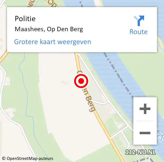 Locatie op kaart van de 112 melding: Politie Maashees, Op Den Berg op 5 december 2018 16:27