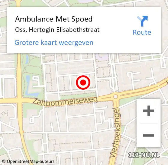 Locatie op kaart van de 112 melding: Ambulance Met Spoed Naar Oss, Hertogin Elisabethstraat op 5 december 2018 17:14