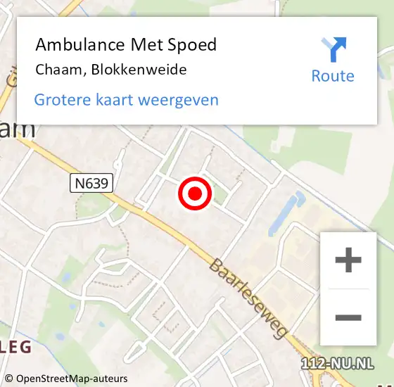 Locatie op kaart van de 112 melding: Ambulance Met Spoed Naar Chaam, Blokkenweide op 5 december 2018 17:20