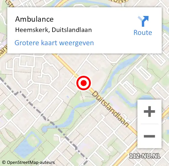 Locatie op kaart van de 112 melding: Ambulance Heemskerk, Duitslandlaan op 5 december 2018 17:39