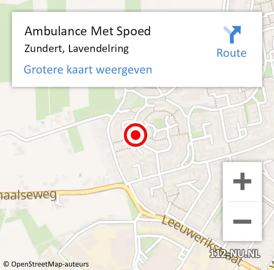 Locatie op kaart van de 112 melding: Ambulance Met Spoed Naar Zundert, Lavendelring op 5 december 2018 18:46