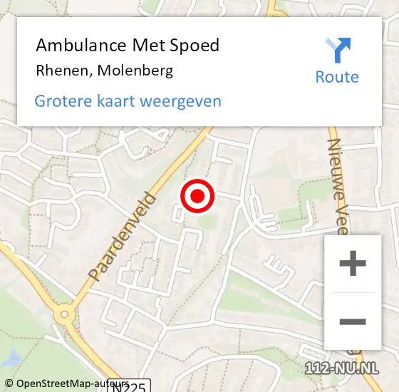 Locatie op kaart van de 112 melding: Ambulance Met Spoed Naar Rhenen, Molenberg op 16 maart 2014 20:17