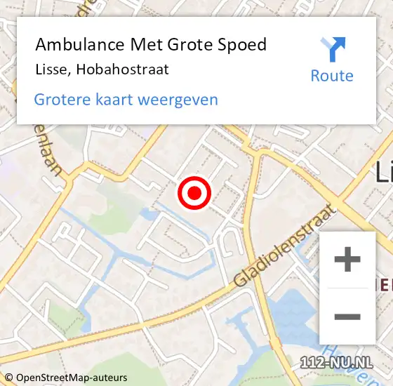 Locatie op kaart van de 112 melding: Ambulance Met Grote Spoed Naar Lisse, Hobahostraat op 5 december 2018 19:18