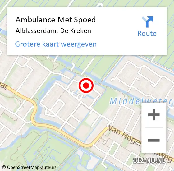 Locatie op kaart van de 112 melding: Ambulance Met Spoed Naar Alblasserdam, De Kreken op 5 december 2018 19:28