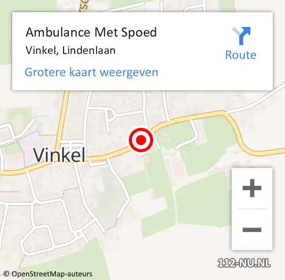 Locatie op kaart van de 112 melding: Ambulance Met Spoed Naar Vinkel, Lindenlaan op 5 december 2018 20:02