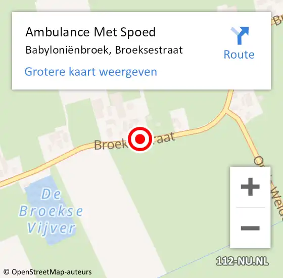 Locatie op kaart van de 112 melding: Ambulance Met Spoed Naar Babyloniënbroek, Broeksestraat op 5 december 2018 21:28