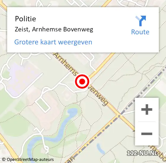 Locatie op kaart van de 112 melding: Politie Zeist, Arnhemse Bovenweg op 5 december 2018 22:07