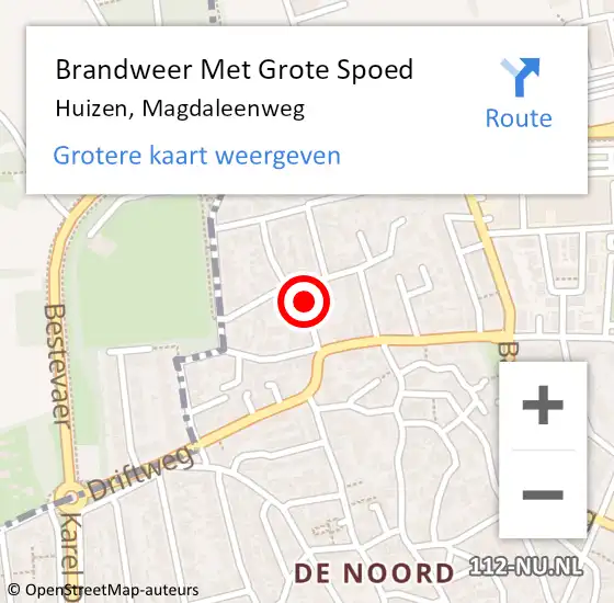 Locatie op kaart van de 112 melding: Brandweer Met Grote Spoed Naar Huizen, Magdaleenweg op 5 december 2018 22:48