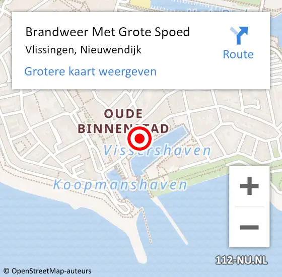 Locatie op kaart van de 112 melding: Brandweer Met Grote Spoed Naar Vlissingen, Nieuwendijk op 5 december 2018 23:17