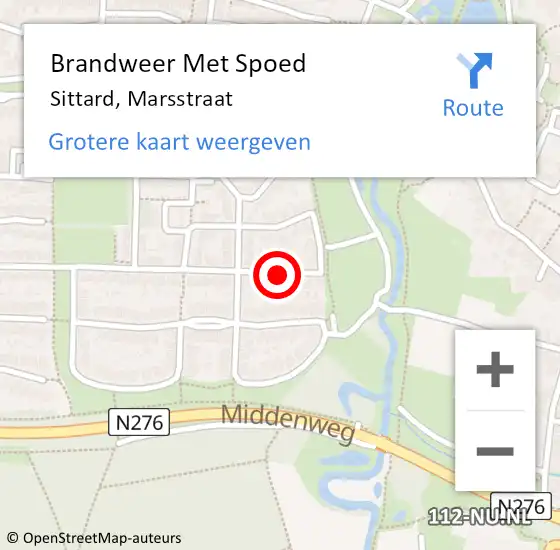 Locatie op kaart van de 112 melding: Brandweer Met Spoed Naar Sittard, Marsstraat op 5 december 2018 23:23