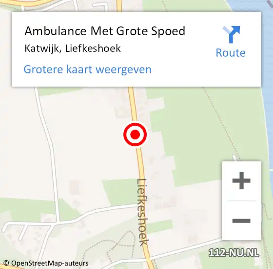 Locatie op kaart van de 112 melding: Ambulance Met Grote Spoed Naar Katwijk, Liefkeshoek op 5 december 2018 23:43