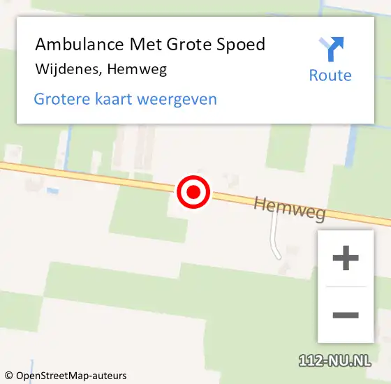 Locatie op kaart van de 112 melding: Ambulance Met Grote Spoed Naar Wijdenes, Hemweg op 6 december 2018 01:07