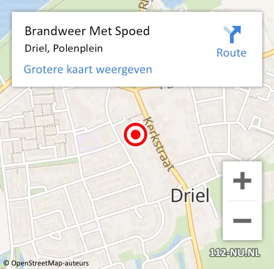 Locatie op kaart van de 112 melding: Brandweer Met Spoed Naar Driel, Polenplein op 6 december 2018 02:00