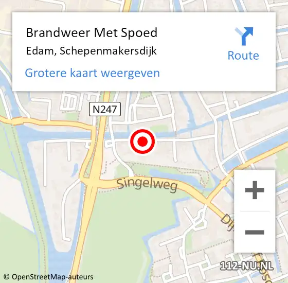 Locatie op kaart van de 112 melding: Brandweer Met Spoed Naar Edam, Schepenmakersdijk op 6 december 2018 06:44