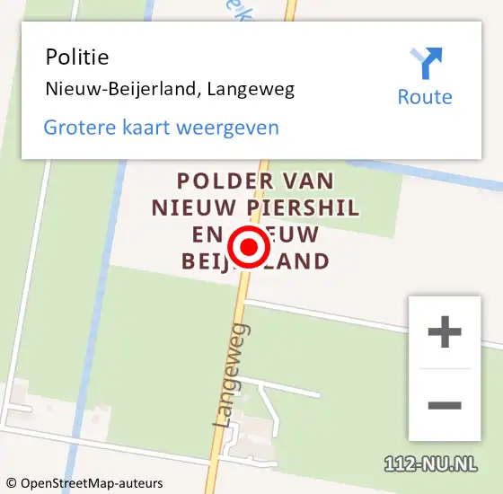 Locatie op kaart van de 112 melding: Politie Nieuw-Beijerland, Langeweg op 6 december 2018 07:08