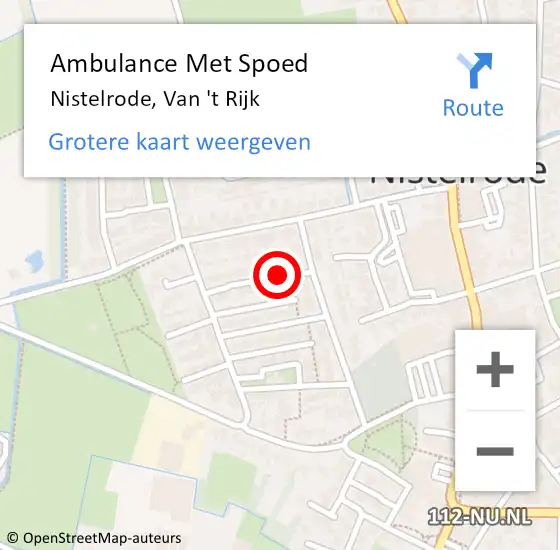 Locatie op kaart van de 112 melding: Ambulance Met Spoed Naar Nistelrode, Van 't Rijk op 6 december 2018 08:27