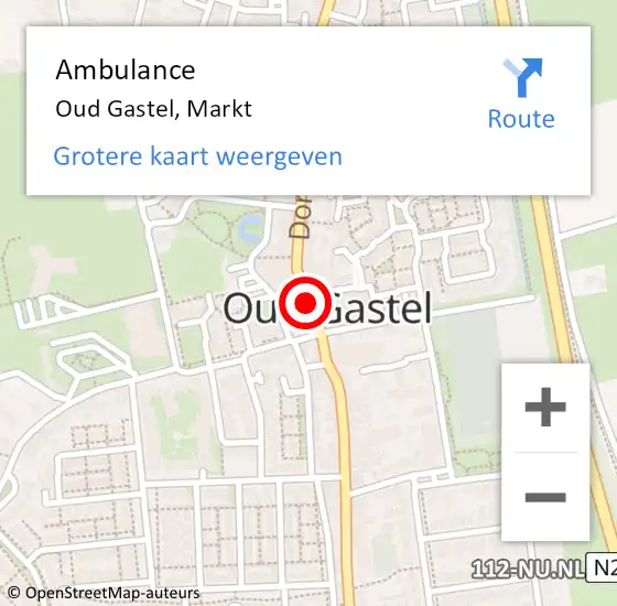 Locatie op kaart van de 112 melding: Ambulance Oud Gastel, Markt op 6 december 2018 10:08