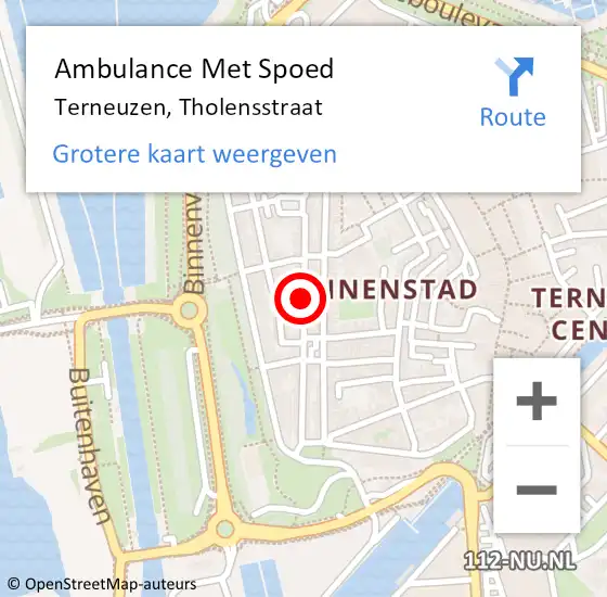 Locatie op kaart van de 112 melding: Ambulance Met Spoed Naar Terneuzen, Tholensstraat op 6 december 2018 10:28