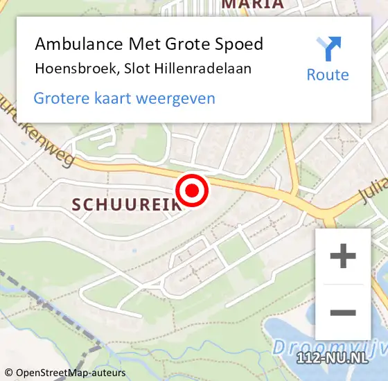 Locatie op kaart van de 112 melding: Ambulance Met Grote Spoed Naar Hoensbroek, Slot Hillenradelaan op 16 maart 2014 21:28