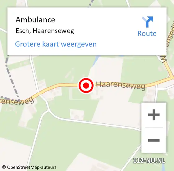 Locatie op kaart van de 112 melding: Ambulance Esch, Haarenseweg op 6 december 2018 11:29