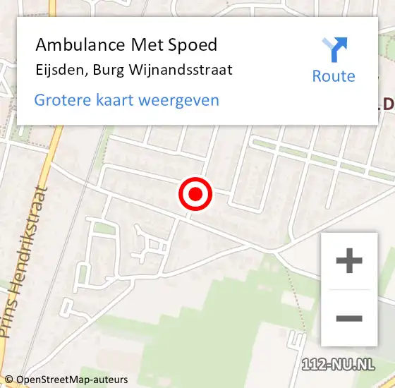 Locatie op kaart van de 112 melding: Ambulance Met Spoed Naar Eijsden, Burg Wijnandsstraat op 16 maart 2014 21:36