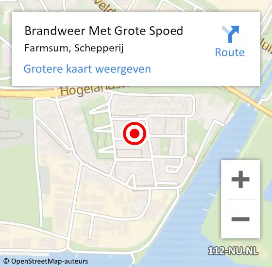 Locatie op kaart van de 112 melding: Brandweer Met Grote Spoed Naar Farmsum, Schepperij op 25 september 2013 16:09