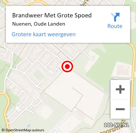 Locatie op kaart van de 112 melding: Brandweer Met Grote Spoed Naar Nuenen, Oude Landen op 6 december 2018 12:18