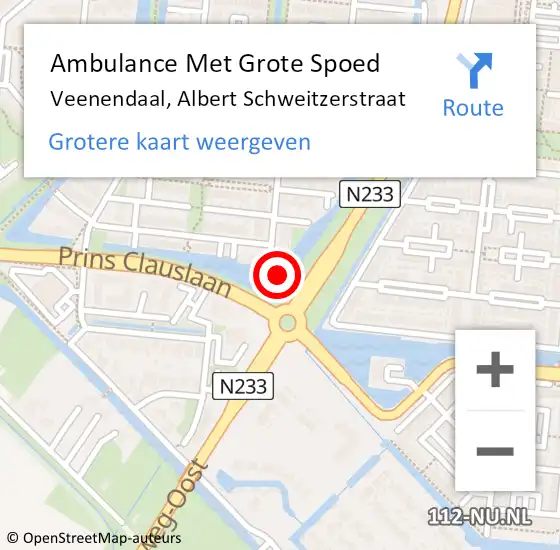 Locatie op kaart van de 112 melding: Ambulance Met Grote Spoed Naar Veenendaal, Albert Schweitzerstraat op 16 maart 2014 21:47